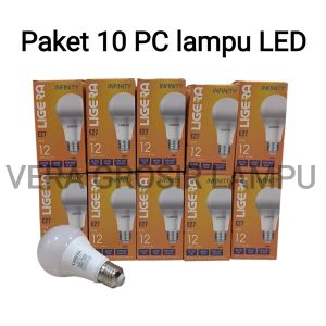Paket 10 PC lampu LED LIGERA INFINITY 12W super terang putih 6500K fiting E27