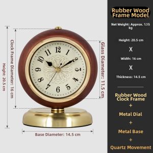 Hense | Retro Solid Wood Quiet Desktop Clock