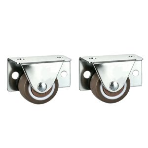 2/4PCS sidemount casters mini low-profile casters for wooden furniture under bed drawers DIY fixed rubber rollerswheels 1inch