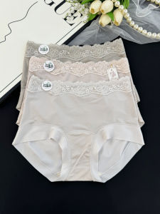 Beelia Lace Seamless Ice Silk Womens Cotton Crotch High Elasticity Anti-Light Small Flat Angle Comfortable Cool Feeling mid High Waist Shorts