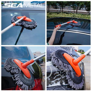 SEAMETAL Microfiber Car Wash Mop Double Brush Head Car Cleaning Brush Mop Three-Section Telescopic Car Home Wash Tools