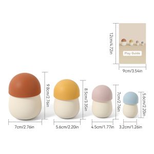 Mushroom Matryoshka Silicone Baby Toys Educational Cartoon Stacked Nesting Doll Toys Finger Precision Movement Toys Baby Gifts