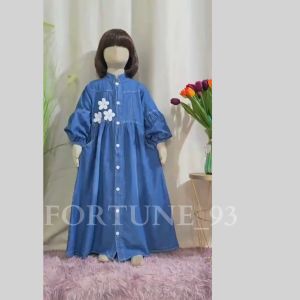 Gamis Jeans Anak Perempuan Polos Umur 3 - 10 Tahun Terbaru Dress Panjang Anak Cewek Bahan Jeans Gamis Anak Jeans Remaja Tanggung Bahan Denim Adem