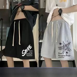 plus Size Mens Shorts Summer Thin Loose Trendy Five-Point Casual Sports Boys Mid-Pants Breathable Straight Leg Printed Shorts