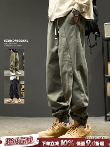 Mens Fleece Lined Cargo Pants Autumn Winter Thickened Retro American Style Paratrooper Trousers Casual Loose Fit Youth Fashion