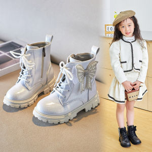 GRAZIA New Arrival Kids Girls Boots Children Short Ankle Fashion Booties Bowtie 2-9y Toddlers Shoes Size 21-37