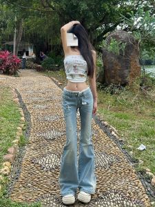 Quần Jeans Ống Loe Lưng Thấp Cho Nữ Quần Jeans Ống Loe Denim Dài Cạp Cao Kiểu Dáng Thường Ngày Quần Jeans Ống Loe