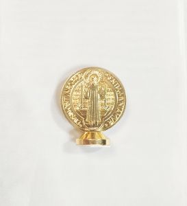 St. Benedict Miraculous Medal Gold Adhesive Stand for Cars/Altars Protection Against Evil 1.75x2.25
