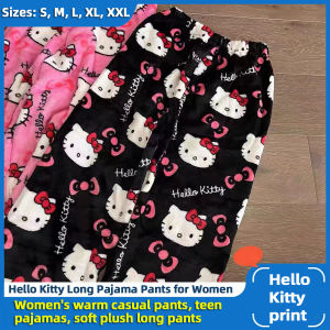 Hello Kitty Pajamas Pants Size S-M-L-XL-XXL High-quality cotton linters Anime Womens Pajama Pants Cartoon Couple Home Sleepwear Trousers Leisure Home Clothing
