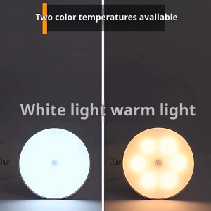 led Human Body Sensing Night Light Smart Wireless Magnetic Round Sensor Light Cabinet Staircase Corridor Rechargeable Wall Lamp