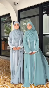 Gamis Ceruty Babydoll Renda Premium – Outer Terpisah Zipper Depan Busui Friendly / Gamis Pesta Kondangan Elegan / Dress Mewah Kekinian