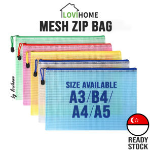 SG Mesh Zip Bag File Organizer Water Resistant PVC Zipper Pouch Document Folder With A3 A4 A5 B4 Size