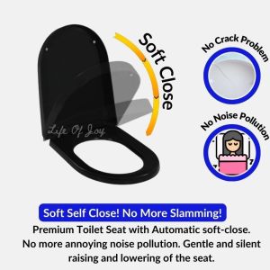 Black U Shape Toilet Seat Cover With Soft Close Adjustable Hinge