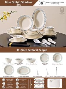 Retro French Style High Appearance Ceramic Tableware Set Underglaze Colored