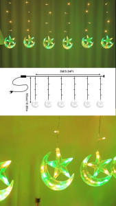 🌙8Modes Lampu Lap Lip Raya StarMoon Lights 5M Curtain Lights Hanging Hari Raya Lights For Ramadan Hari Raya Decoration