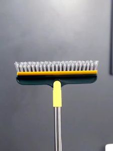 2in1 Bathroom Broom Brush Scraper Cleaner Long Handle Durable Scrub Scrubber Detachable