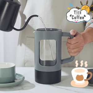 French Press Coffee Maker Glass 600ml Portable Coffee Pot Brewer with Stainless Steel Triple Filter