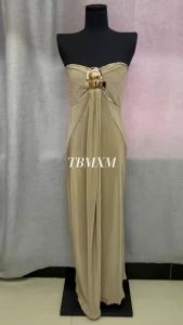 2026 New Elegant Ruched Sleeveless Summer Dress Women Chic Strapless Backless Maxi Dress Female Holiday Party Evening Dress