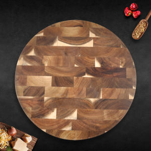 Acacia Wood Cutting Board Round End Grain Chopping Block Double-sided Using Wooden Cheese Butcher Board Food Grade Kitchen Tools