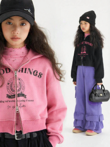 LOVESASAKIDS | Colorblock Printed Double Zippers Hooded Jacket Casual
