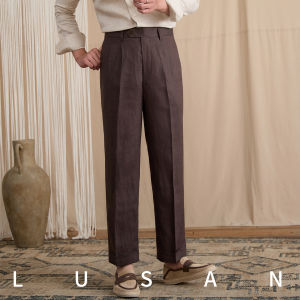 Breathable 100% Linen High-waist Straight-leg Casual Pants for Men