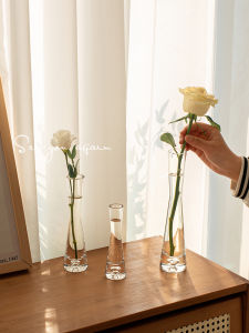 Nordic Style Mini Glass Flower Vase Single Stem Transparent Elegant Living Room Desktop Bedroom Study Hall Stand Ornament