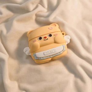 เคสป้องกันซิลิโคนนิ่มลายหมีเนย3D การ์ตูนน่ารักฝาครอบกันกระแทกเหมาะสำหรับ Apple AirPods 1 2 3 Pro Pro2 4 (ใหม่)