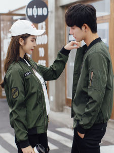 Couples Baseball Jacket Mens Outdoor Casual Stand Collar Autumn Spring Polyester Fiber Long Sleeve Zipper Closure Coat