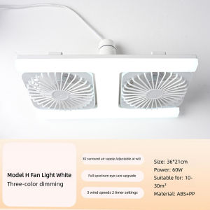 E27 Base Ceiling Fan Light H Type Fan Light Double Head Ceiling Fan Light  AC 220V Fan Light Twin Blade Window Fan for Bedroom