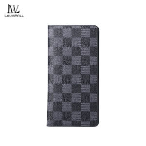LouisWill Fashion Mens Long Wallet Soft PU Wallet Classic Checkered Pattern Wallet Large Capacity Purse Multi-Card Position Thin Wallet ID Credit Cards Holders Business Wallets Long Wallet
