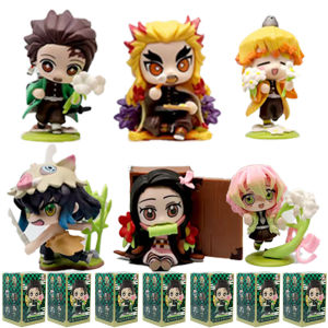 Bandai | Demon Slayer Tanjiro Kamado Nezuko Anime Cartoon Figure Blind Box Creative Personalized Statue Model Ornament Surprise Gifts Box