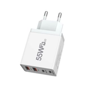 55W EU/US/UK/AU Plug Type-C PD20W Fast Charge Block For Phone Adapter Portable Wall Charger and Universal USB Charger 3.1A
