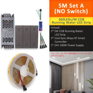 24V COB Sync Running Water LED Strip Light WS2811 Horse Race Flex Flowing Water Ribbon Tape Lamp Smart Switch for Home Decor
