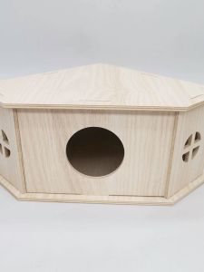Hamster Nest Solid Wood Shelter Single Bedroom Triangle House Djungarian Hamster Hiding Nest Wooden Small House Landscaping Supplies