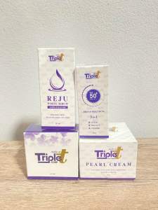 ทริปเปิ้ลทรีเซท (TipleT Set) 1เซท มีสบู่120กรัม1ก้อนเซรั่ม25ml.1ขวดครีมทริปเปิ้ลทรีแก้สิวฝ้า20กรัม(ฟรีสบู่ในแพคเกจ)ครีมกันแดด30กรัม1ขวด