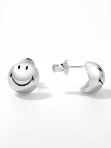 Sterling Silver Smile Face Earrings