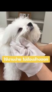 ถุงมืออาบ ถุงมือเช็ดตัว - สุนัขและแมว เช็ดแห้งไม่ต้องล้างน้ำ