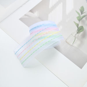 ริบบิ้นสีรุ้ง DIY ทำมือ ริบบิ้นผ้าไหม ริบบิ้นลายดอกไม้ ริบบิ้นกระโดดจุด วัสดุสำหรับทำผม วัสดุเสริมเสื้อผ้าเด็ก ริบบิ้นลายผีเสื้อ