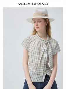 VEGA CHANG | Áo Blouse Tay Ngắn Có Nơ Phụ Nữ