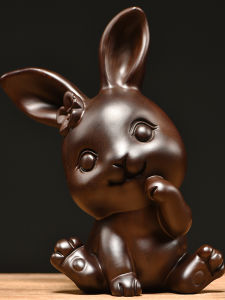 Luxurious Rabbit Wood Carving Home Decorations Solid Wood Living Room Sceneries TV Cabinet Entrance Tabletop Sculptures Gifts