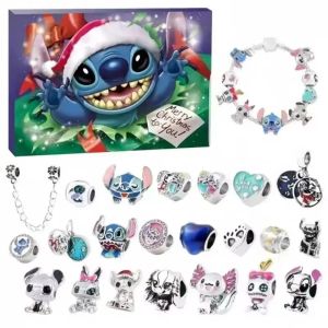 2026 Disney Stitch Advent Calendar Bracelets 24 Days Xmas Countdown Calendar Necklace Diy Making Kit For Girl Gift