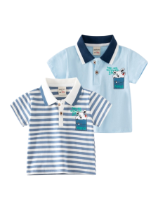 Childrens Clothing Summer Boys Stripes Short-Sleeved T-shirt Kids Lapel Color Matching Polo Shirt Summer Half Sleeve Tops Baby Boy