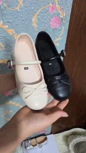 Ballet Flats Lolita Mary Jane with Elegant Clip-Tong and Bow Detail - Patent Leather