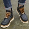 Pathfinder PF875 Casual Style Men's Short Boots Martin Yellow Genuine Leather Motorcycle Boots Winter High Heel Shoe. 