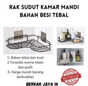 MURAH RAK SUDUT SATUAN KAMAR MANDI BAHAN BESI TEBAL KUAT POJOK DINDING BARANG BERKUALITAS WARNA HITAM PUTIH SERBAGUNA