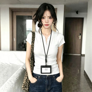 DUOFEIYAN | Korean Style Henry Collar Ice Silk Knit Women T-Shirt