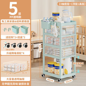 Multi-Layer Baby Care Stroller Storage Rack Feeding Table Mobile Organization Hand-Pulled Cart Baby Supplies Storage Shelf
