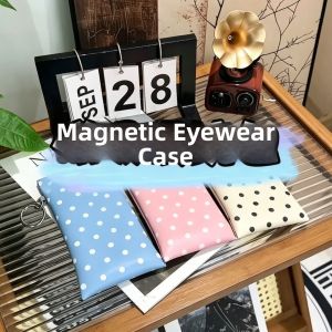 Automatic Closing Dots Pattern Glasses Case with Cloth