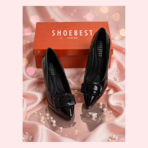Shoebest Black Leather Shoes For Women Heels 1.5Inch "Vienna" 6022
