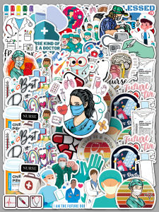 Cute Doctor Cartoon Stickers Waterproof Hospital Nurse Decorations for Fridge Glass Window Wall Guka Stickers Pack of 100